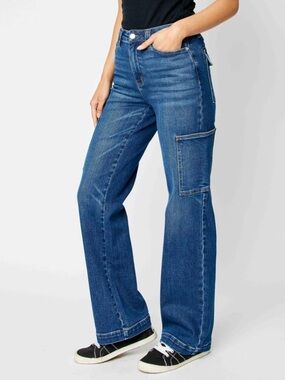 Judy  Blue high waist-Wide-Leg Women's Jeans with Utility Pocket